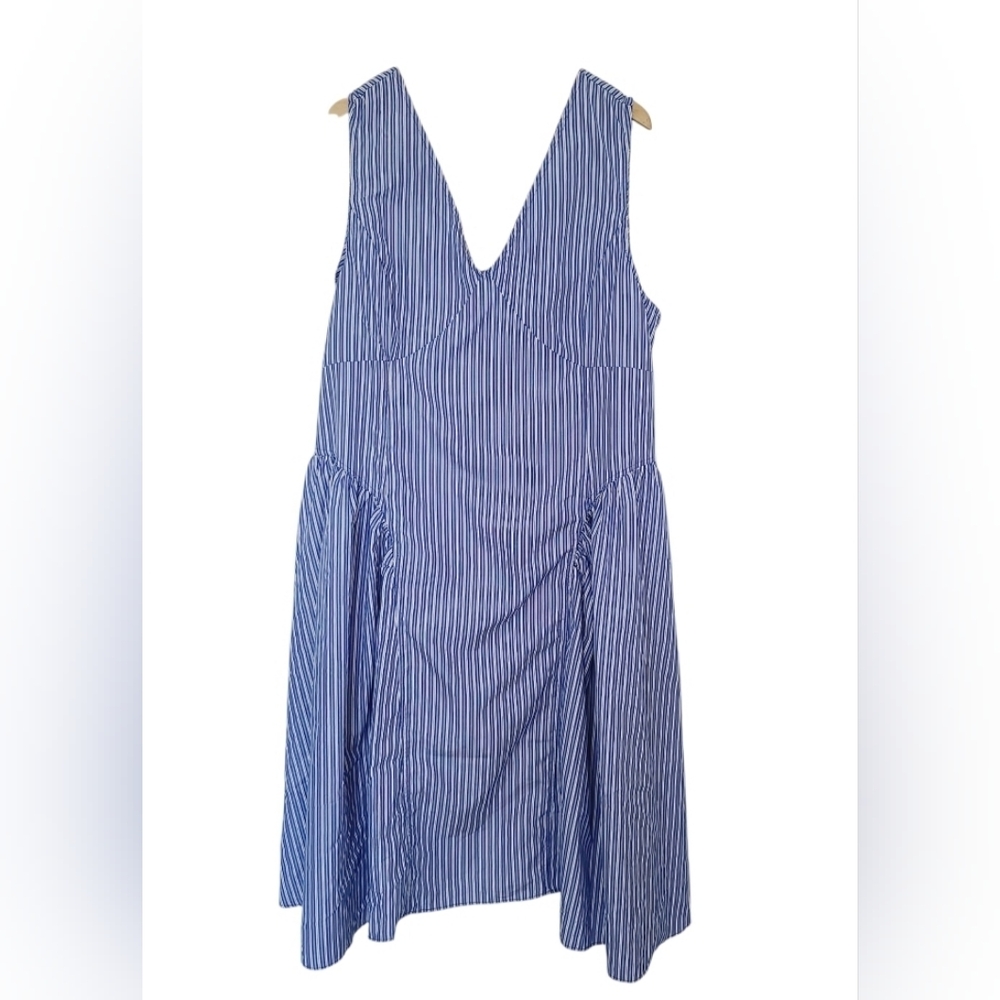 Anthropologie Blue & White Striped V-Neck Midi Sundress - Picture 3 of 10